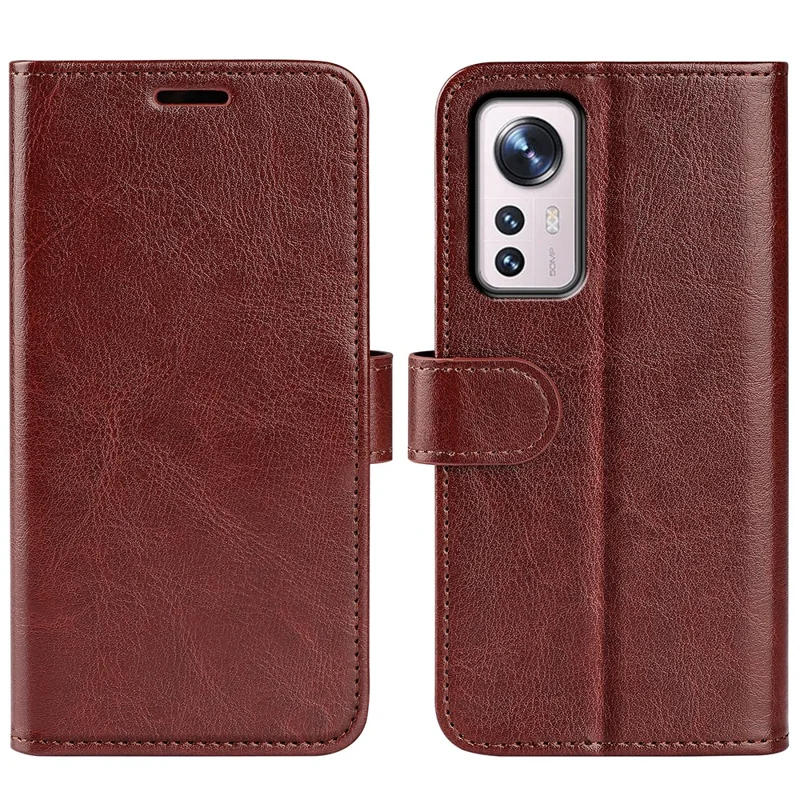 For Xiaomi 12 Pro 5G/12S Pro 5G/12 Pro (Dimensity) 5G Crazy Horse Texture Stand PU Leather + TPU Case Stand Wallet Phone Cover - Brown