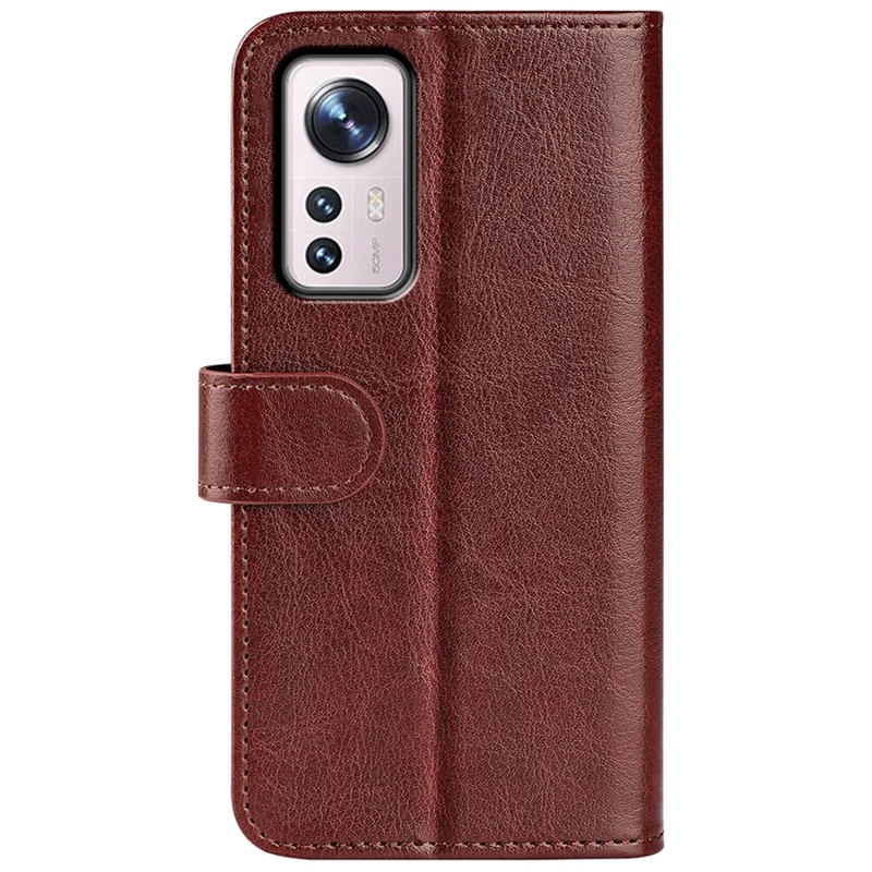 For Xiaomi 12 Pro 5G/12S Pro 5G/12 Pro (Dimensity) 5G Crazy Horse Texture Stand PU Leather + TPU Case Stand Wallet Phone Cover - Brown