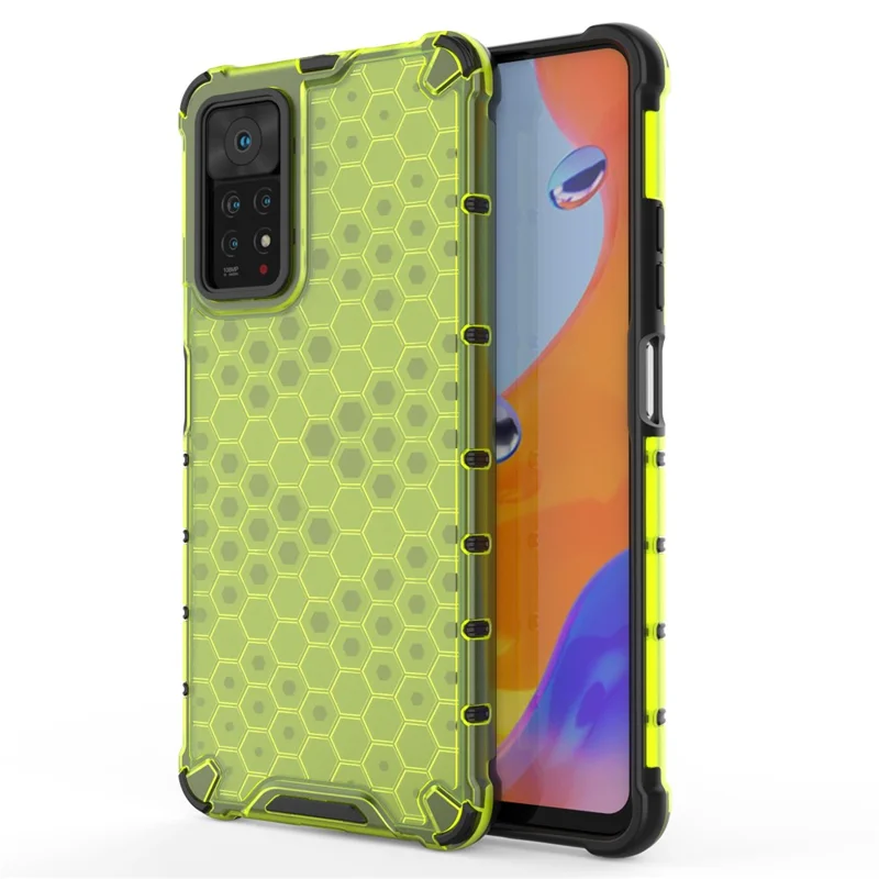 For Xiaomi Redmi Note 12 Pro 4G / 11 Pro 4G (MediaTek) / Note 11 Pro 5G (Qualcomm) Honeycomb Textured Soft TPU + Hard PC Phone Case Hybrid Protective Cover - Green