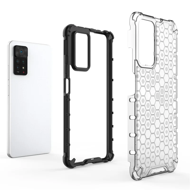 For Xiaomi Redmi Note 12 Pro 4G / 11 Pro 4G (MediaTek) / Note 11 Pro 5G (Qualcomm) Honeycomb Textured Soft TPU + Hard PC Phone Case Hybrid Protective Cover - Green