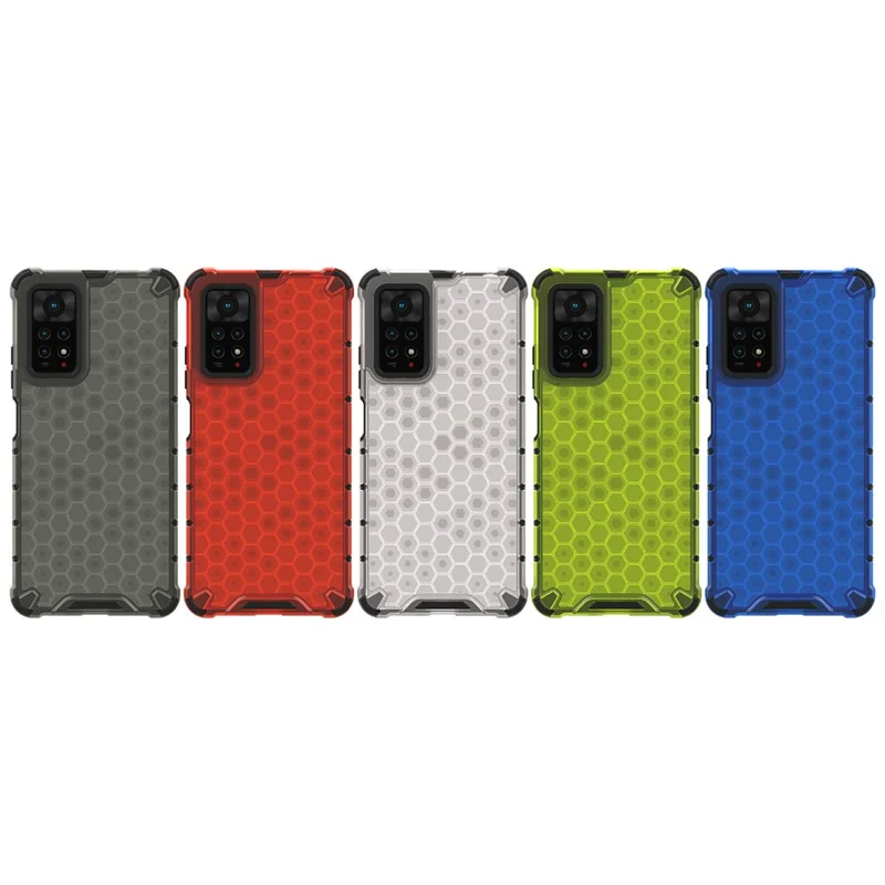 For Xiaomi Redmi Note 12 Pro 4G / 11 Pro 4G (MediaTek) / Note 11 Pro 5G (Qualcomm) Honeycomb Textured Soft TPU + Hard PC Phone Case Hybrid Protective Cover - Green
