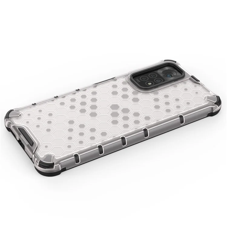 For Xiaomi Redmi Note 11 4G (Qualcomm)/Note 11S 4G Soft TPU + Hard PC Case Honeycomb Textured Anti-scratch Phone Cover - Grey