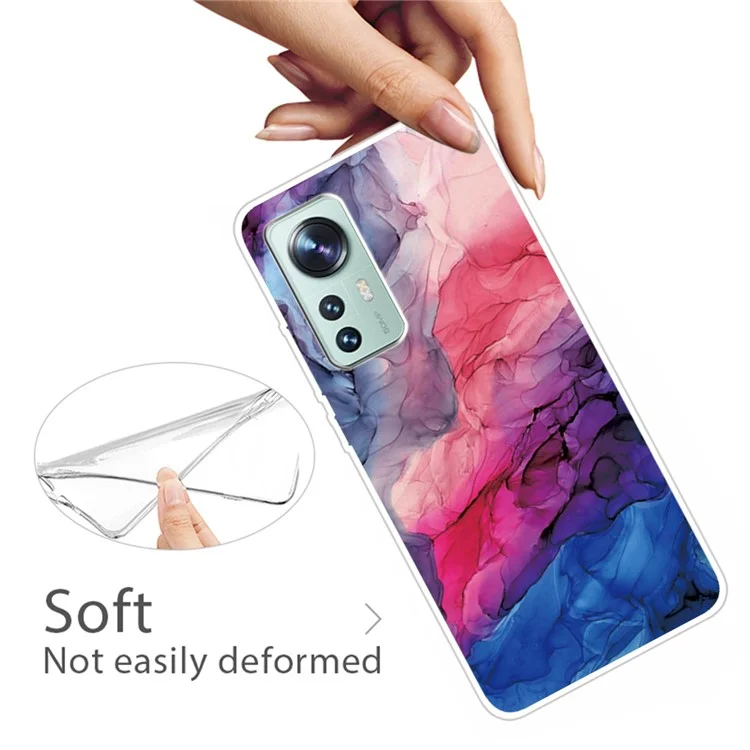 Per Xiaomi 12 5G/12X 5G/12S 5G Abstract Marble Pattern Printing Anti-fall Protection Stylish Back Case TPU Mobile Phone Cover - Style D