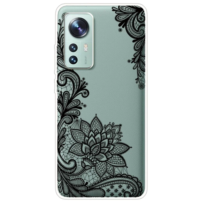 For Xiaomi 12 5G/12X 5G/12S 5G Drop Protection IMD TPU Phone Case Pattern Printing Protective Cover - Lace Flower