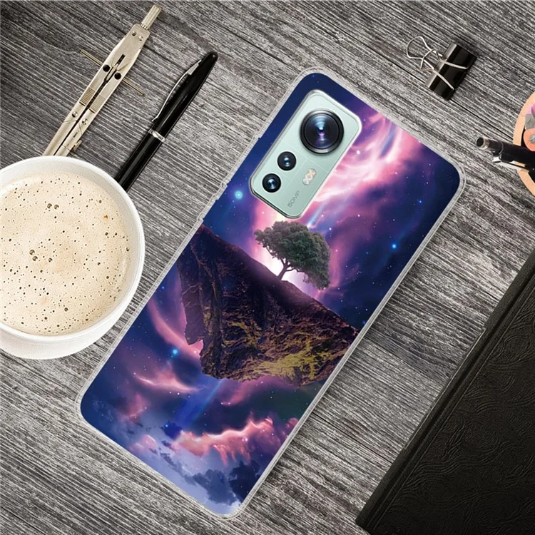 Para Xiaomi 12/12x/12s 5G IMD Mandeo de Trabajo Case de Teléfono Soft TPU Slock Slim Pattern Impresión Cubierta Protectora - Aurora Noche