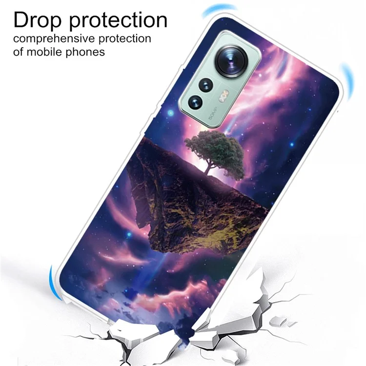 Para Xiaomi 12/12x/12s 5G IMD Mandeo de Trabajo Case de Teléfono Soft TPU Slock Slim Pattern Impresión Cubierta Protectora - Aurora Noche