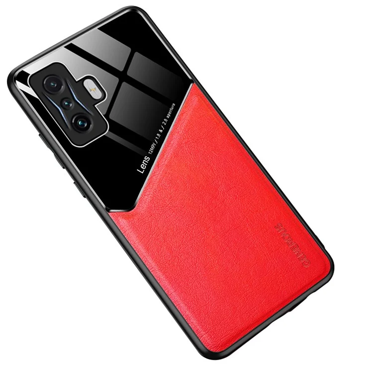 Per Xiaomi Poco F4 GT/Redmi K50 Gaming TPU Morbido Con Rivestimento in Pelle Testurizzata TPU + Custodia Protettiva Ibrida Per PC Duro, Ritagli Precisi, Supporto Per Auto Magnetiche - Rosso