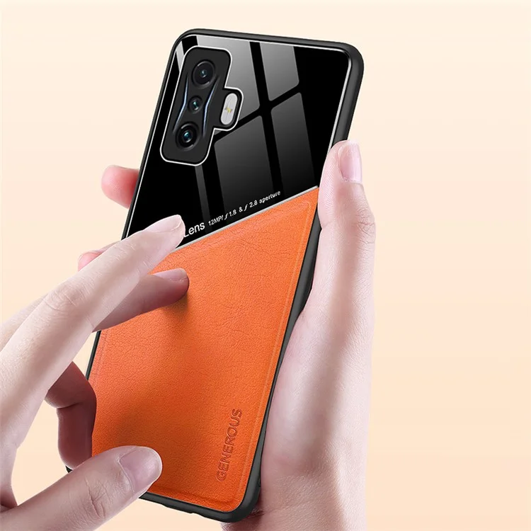 Per Xiaomi Poco F4 GT/Redmi K50 Gaming TPU Morbido Con Rivestimento in Pelle Testurizzata TPU + Custodia Protettiva Ibrida Per PC Duro, Ritagli Precisi, Supporto Per Auto Magnetiche - Rosso