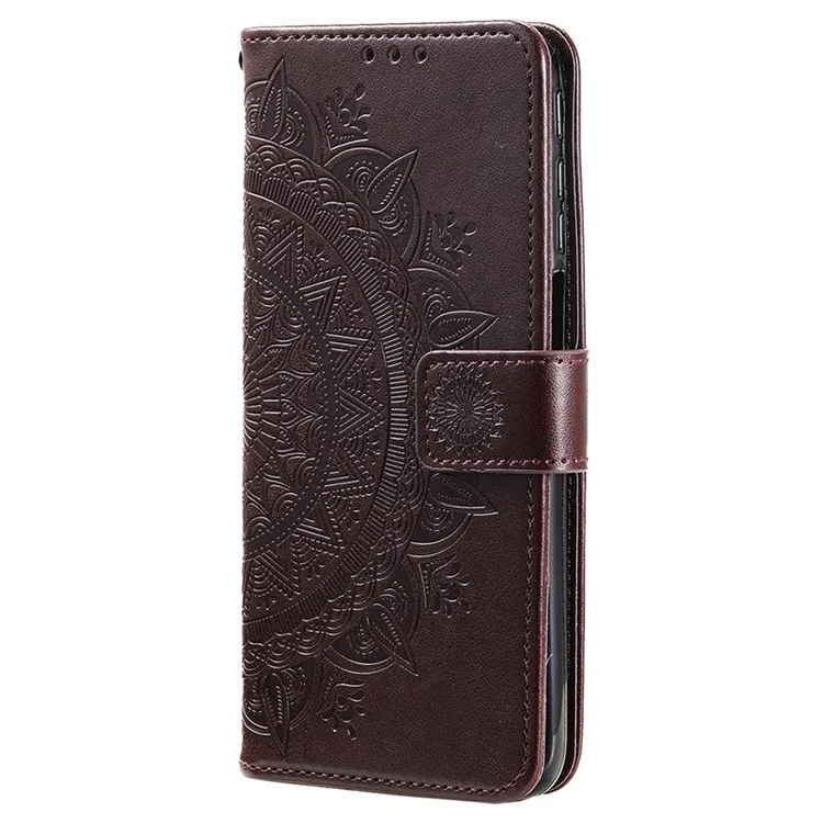 Per Xiaomi Redmi Note 11S 4G/Note 11 4G (Qualcomm) Custodia in pelle con stampa a mandala, con portafoglio e supporto - Marrone