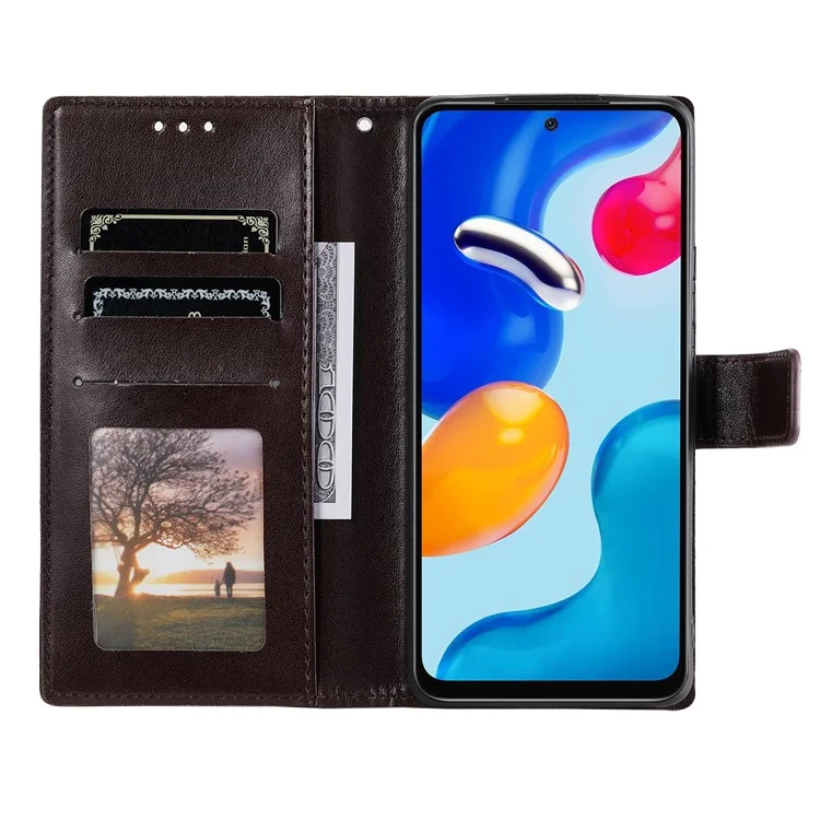 Per Xiaomi Redmi Note 11S 4G/Note 11 4G (Qualcomm) Custodia in pelle con stampa a mandala, con portafoglio e supporto - Marrone