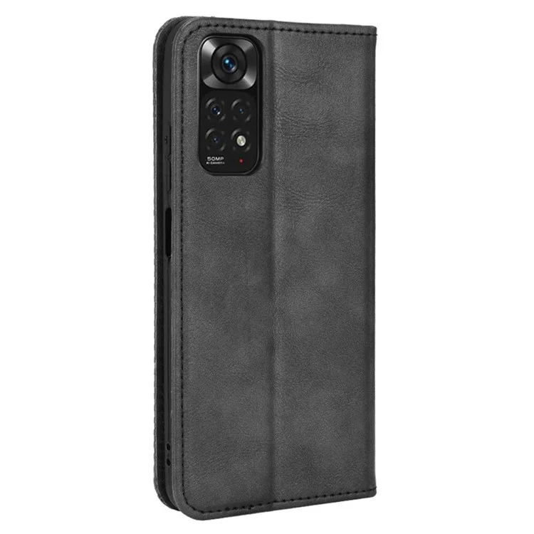 Für Xiaomi Redmi Note 11 4G (Qualcomm) / Redmi Note 11S 4G Vintage PU-Leder Brieftasche Telefon-Hülle Mosaik eingeprägt Magnetisch AbsorptionKlappcover - Schwarz