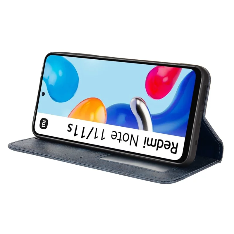 For Xiaomi Redmi Note 11 4G (Qualcomm) / Redmi Note 11S 4G Vintage PU Leather Wallet Phone Case Mosaic Imprinted Magnetic Absorption
Flip Folio Cover - Blue