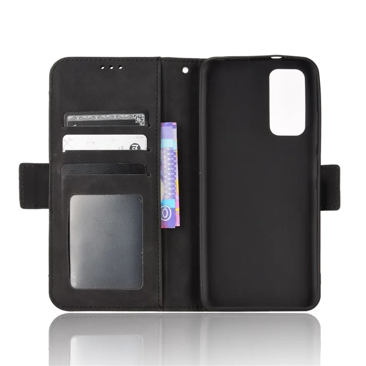 Für Xiaomi Redmi Note 11 4G (Qualcomm) / Redmi Note 11S 4G PU-Leder-Kartenfächer Magnetische Folio-Flip-Cover-Brieftasche Stil Ständer Stoßfeste Hülle - Schwarz