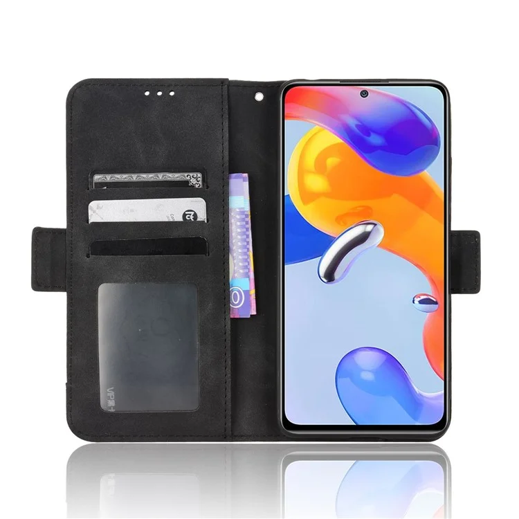 For Xiaomi Redmi Note 11 Pro 4G (MediaTek) / Note 11 Pro 5G (Qualcomm) / Note 12 Pro 4G / Note 11E Pro 5G  Wallet Case PU Leather Stand Magnetic Clasp Shockproof Cover with Multiple Card Slots - Black