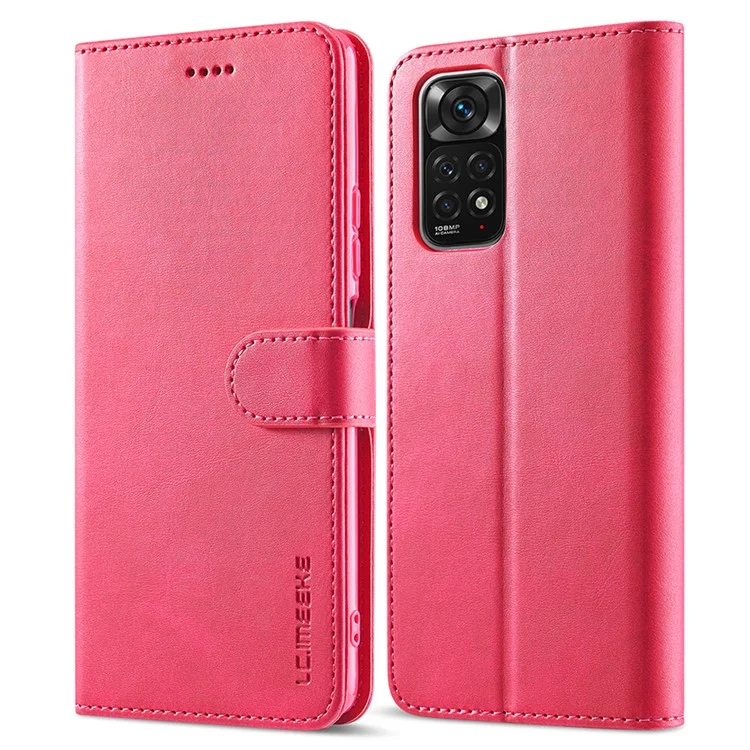 LC.IMEEKE Leather Wallet Phone Case for Xiaomi Redmi Note 12 Pro 4G / 11 Pro 4G (MediaTek) / Note 11 Pro 5G (Qualcomm) with Adjustable Stand - Rose