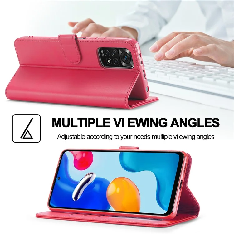 LC.IMEEKE Custodia Portafoglio in Pelle per Xiaomi Redmi Note 12 Pro 4G / 11 Pro 4G (MediaTek) / Note 11 Pro 5G (Qualcomm) con Supporto Regolabile - Rosa