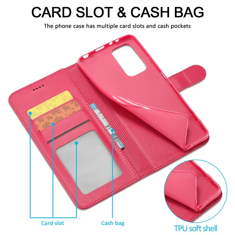 LC.IMEEKE Leather Wallet Phone Case for Xiaomi Redmi Note 12 Pro 4G / 11 Pro 4G (MediaTek) / Note 11 Pro 5G (Qualcomm) with Adjustable Stand - Rose