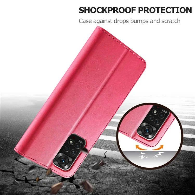 LC.IMEEKE Leather Wallet Phone Case for Xiaomi Redmi Note 12 Pro 4G / 11 Pro 4G (MediaTek) / Note 11 Pro 5G (Qualcomm) with Adjustable Stand - Rose