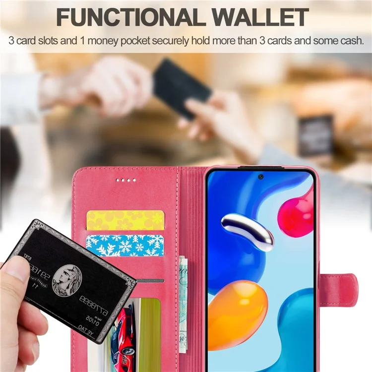 LC.IMEEKE Leather Wallet Phone Case for Xiaomi Redmi Note 12 Pro 4G / 11 Pro 4G (MediaTek) / Note 11 Pro 5G (Qualcomm) with Adjustable Stand - Rose