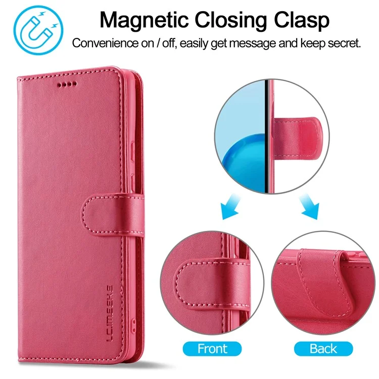 LC.IMEEKE Leather Wallet Phone Case for Xiaomi Redmi Note 12 Pro 4G / 11 Pro 4G (MediaTek) / Note 11 Pro 5G (Qualcomm) with Adjustable Stand - Rose