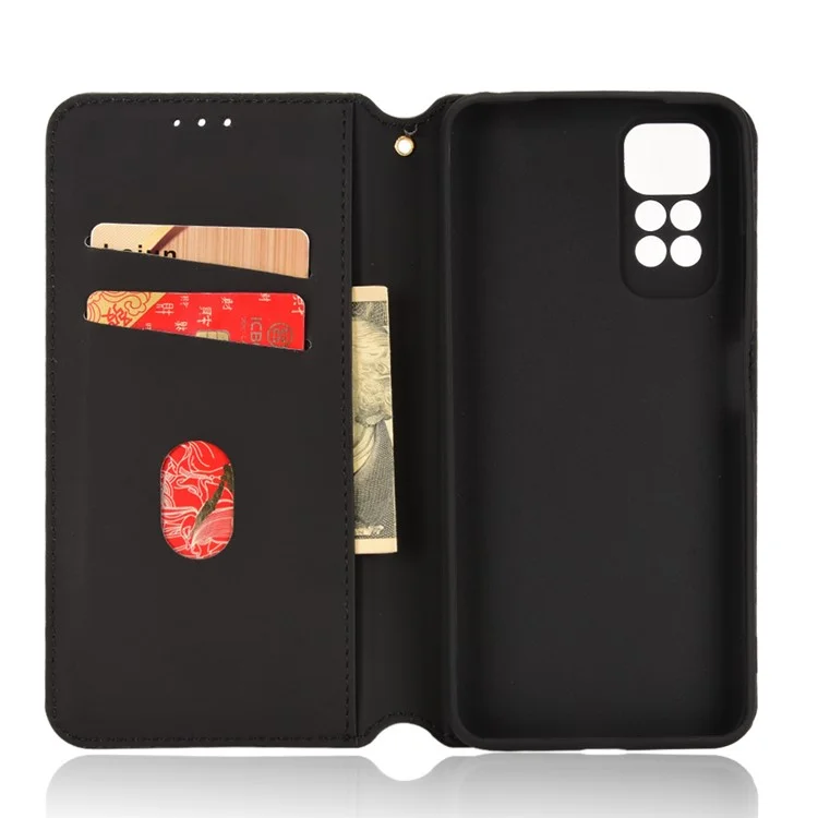 Pour Xiaomi Redmi Note 11 4G (Qualcomm) / Remarque Redmi Note 11S 4G Modèle De Losange Imprimé Flip Portefeuille De Portefeuille Magnétique Support D'adsorption Soft TPU Inner PU Couvercle De Téléphone Protecteur - Le Noir