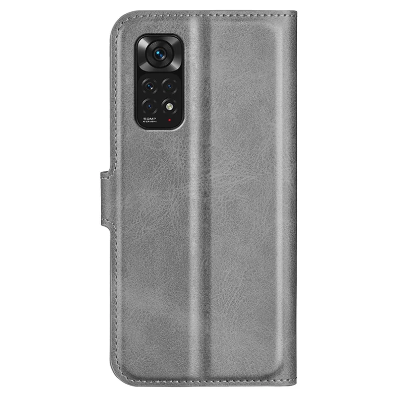 For Xiaomi Redmi Note 11 4G (Qualcomm) / Redmi Note 11S 4G Full Protection Textured PU Leather Wallet Case Stand Magnetic Folio Phone Cover - Grey