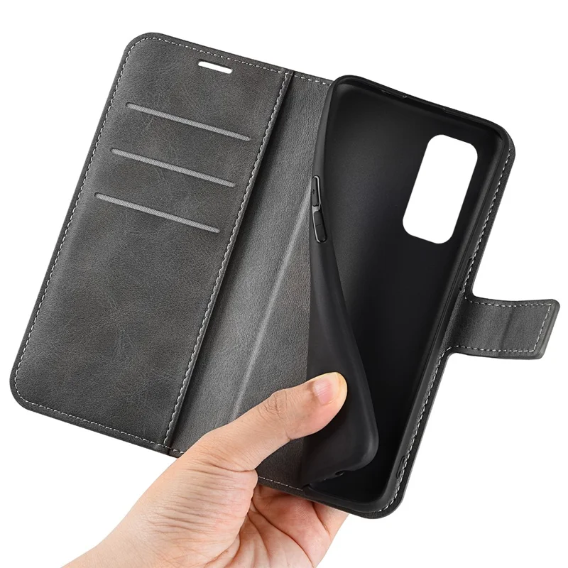 For Xiaomi Redmi Note 11 4G (Qualcomm) / Redmi Note 11S 4G Full Protection Textured PU Leather Wallet Case Stand Magnetic Folio Phone Cover - Grey
