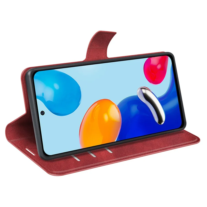 For Xiaomi Redmi Note 11 4G (Qualcomm) / Redmi Note 11S 4G Full Protection Textured PU Leather Wallet Case Stand Magnetic Folio Phone Cover - Red