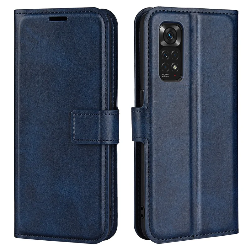 For Xiaomi Redmi Note 11 4G (Qualcomm) / Redmi Note 11S 4G Full Protection Textured PU Leather Wallet Case Stand Magnetic Folio Phone Cover - Blue