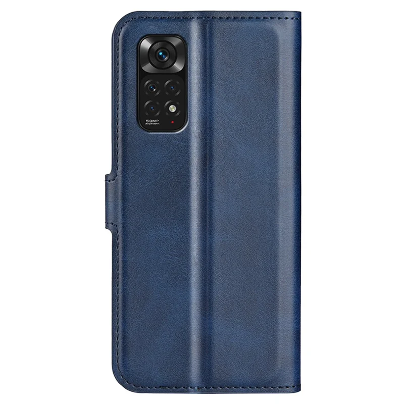 For Xiaomi Redmi Note 11 4G (Qualcomm) / Redmi Note 11S 4G Full Protection Textured PU Leather Wallet Case Stand Magnetic Folio Phone Cover - Blue