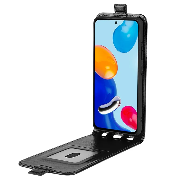 Para Xiaomi Redmi Note 11 4G (Qualcomm) / Redmi Note 11S 4G Crazy Horse Texture Vertical Flip Case PU Leather Folio Up-Down Open Protective Cover with Card Slot - Negro