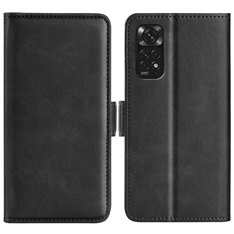 Für Xiaomi Redmi Note 11 4G (Qualcomm) / Redmi Note 11S 4G Dual Magnetische Klapphülle Telefon Hülle Texturiertes PU-Leder Betrachtungsstand Brieftasche Folio Flip Cover - Schwarz