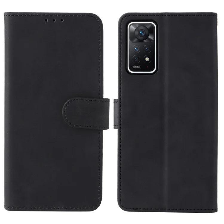 Per Xiaomi Redmi Note 12 Pro 4G / 11 Pro 4G (Mediatek) / Note 11 Pro 5G (Qualcomm) Stand Wallet Phone Case Skin-Touch Feeling PU Leather Cover - Nero