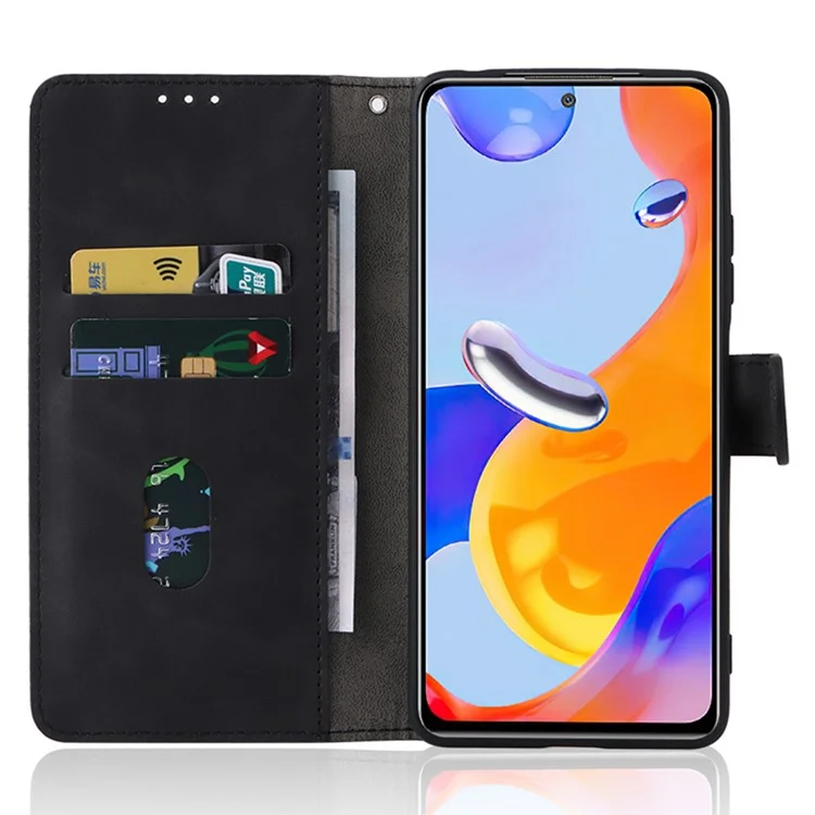 Per Xiaomi Redmi Note 12 Pro 4G / 11 Pro 4G (Mediatek) / Note 11 Pro 5G (Qualcomm) Stand Wallet Phone Case Skin-Touch Feeling PU Leather Cover - Nero