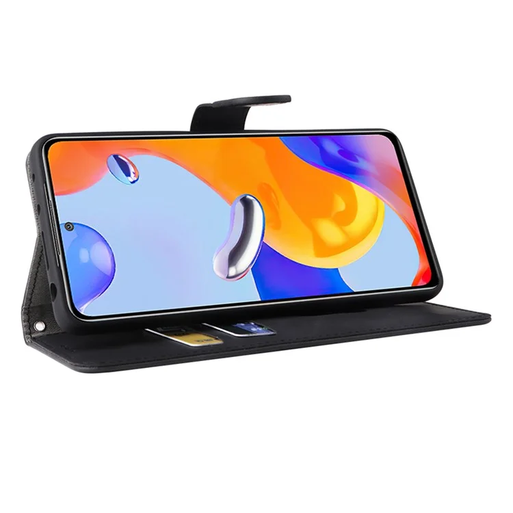 Per Xiaomi Redmi Note 12 Pro 4G / 11 Pro 4G (Mediatek) / Note 11 Pro 5G (Qualcomm) Stand Wallet Phone Case Skin-Touch Feeling PU Leather Cover - Nero