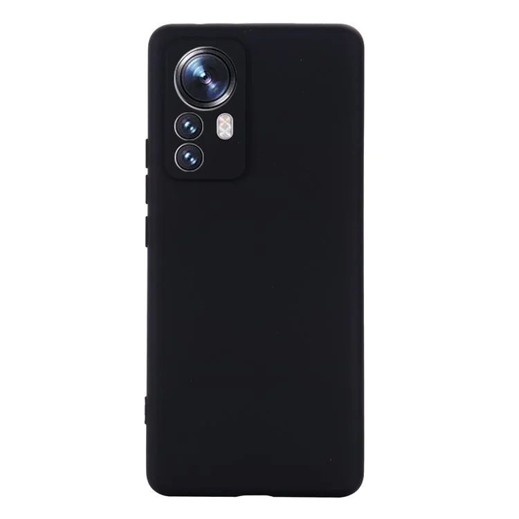 Para Xiaomi 12 Pro 5G/12S Pro 5G/12 Pro (Dimensity)5G Capa de celular antirruído de silicone líquido de cor sólida com alça - Preto
