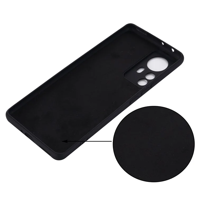 For Xiaomi 12 Pro 5G/12S Pro 5G/12 Pro (Dimensity)5G Solid Color Liquid Silicone Anti-fall Mobile Phone Case Cover with Strap - Black