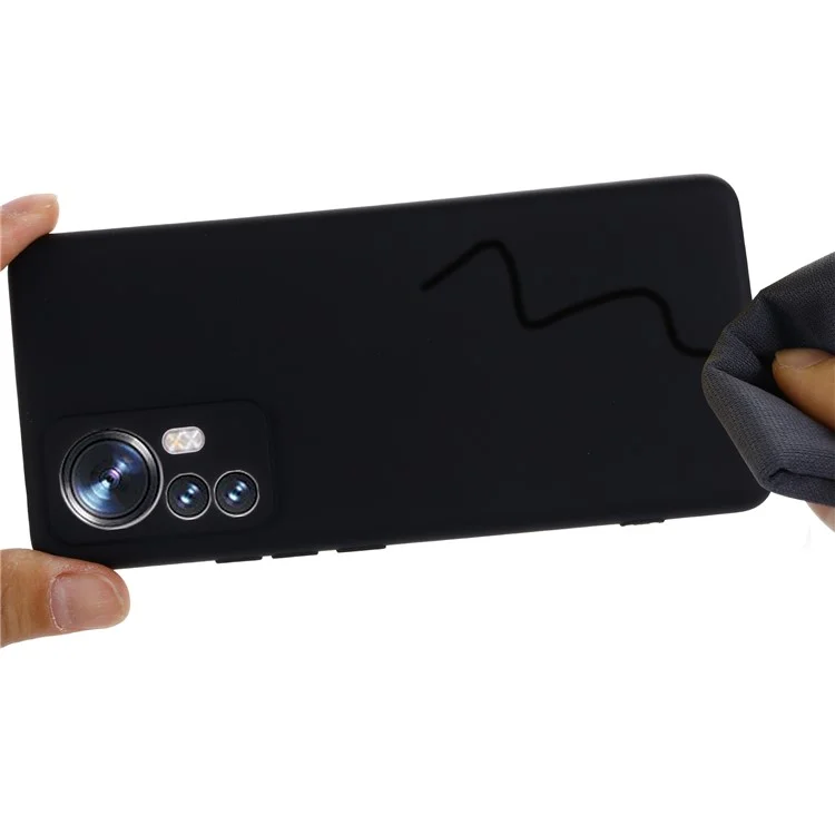 Para Xiaomi 12 Pro 5G/12S Pro 5G/12 Pro (Dimensity)5G Capa de celular antirruído de silicone líquido de cor sólida com alça - Preto