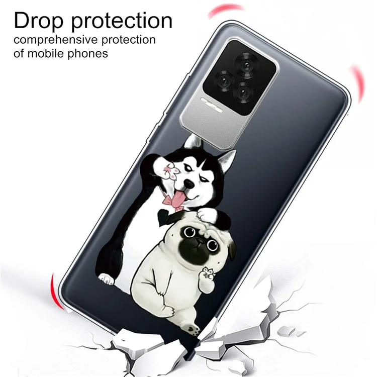 Pour Xiaomi Redmi K50 Pro / K50 Pattern Imprimer Design Case Flexible TPU Élégant IMD Couverture de Protection Anti-choc Anti-rayures TPU IMD IMD - Deux Chiens