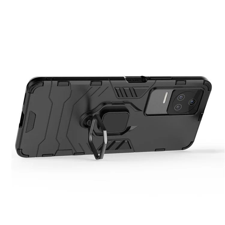Para Xiaomi Redmi K50 Pro/K50 Hard PC + Soft TPU Top Híbrido Caixa de Proteção Telefônica Com Anel Kickstand - Preto