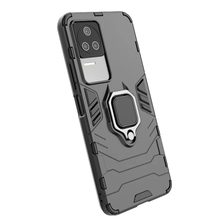 Para Xiaomi Redmi K50 Pro/K50 Hard PC + Soft TPU Top Híbrido Caixa de Proteção Telefônica Com Anel Kickstand - Preto