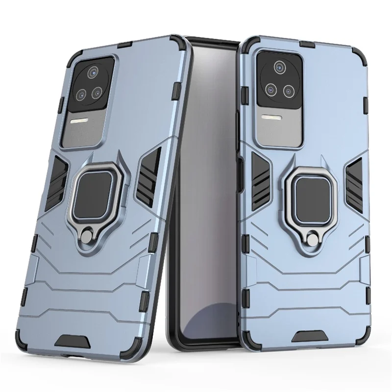 For Xiaomi Redmi K50 Pro/K50 Hard PC + Soft TPU Hybrid Cover Phone Protective Case with Ring Kickstand - Blue