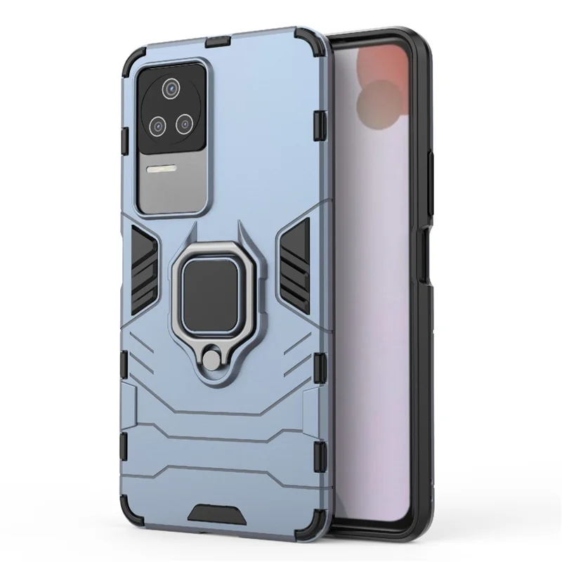 For Xiaomi Redmi K50 Pro/K50 Hard PC + Soft TPU Hybrid Cover Phone Protective Case with Ring Kickstand - Blue