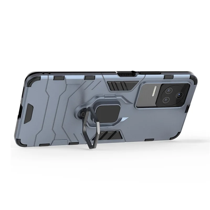 For Xiaomi Redmi K50 Pro/K50 Hard PC + Soft TPU Hybrid Cover Phone Protective Case with Ring Kickstand - Blue