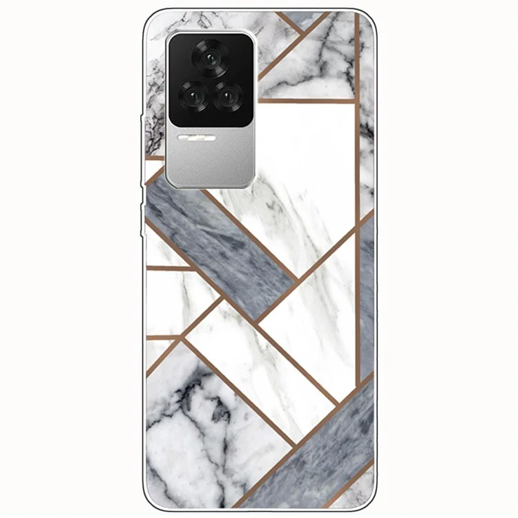 IMD Marble TPU Phone Cover for Xiaomi Redmi K50 Pro/K50, Flexible Cell Phone Back Protector Patterned Case - Style L