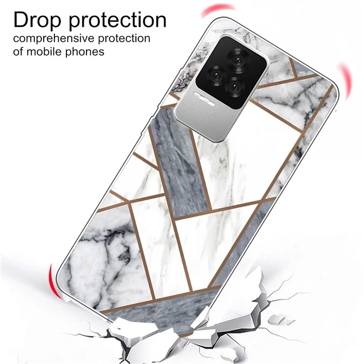 IMD Marble TPU Phone Cover for Xiaomi Redmi K50 Pro/K50, Flexible Cell Phone Back Protector Patterned Case - Style L