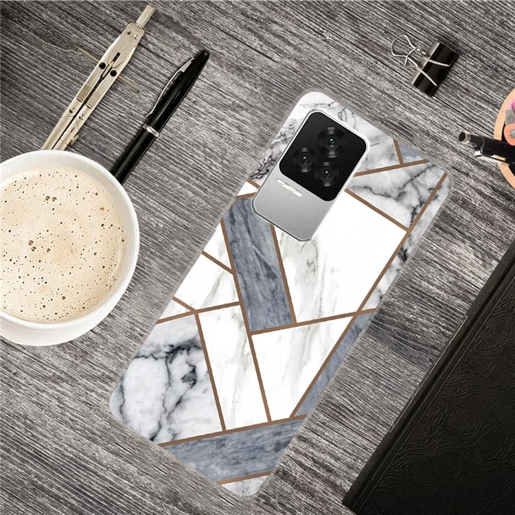 IMD Marble TPU Phone Cover for Xiaomi Redmi K50 Pro/K50, Flexible Cell Phone Back Protector Patterned Case - Style L