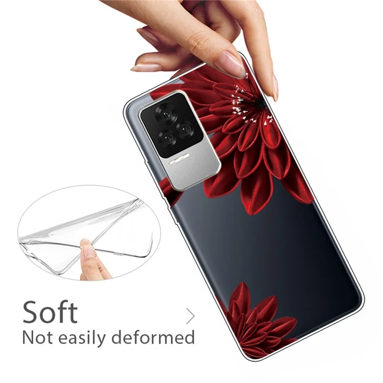 Pour Xiaomi Redmi K50 Pro / K50 IMD à Motifs Flexibles TPU TPU Couvercules Couvercons Accessoir - Fleurs Rouges