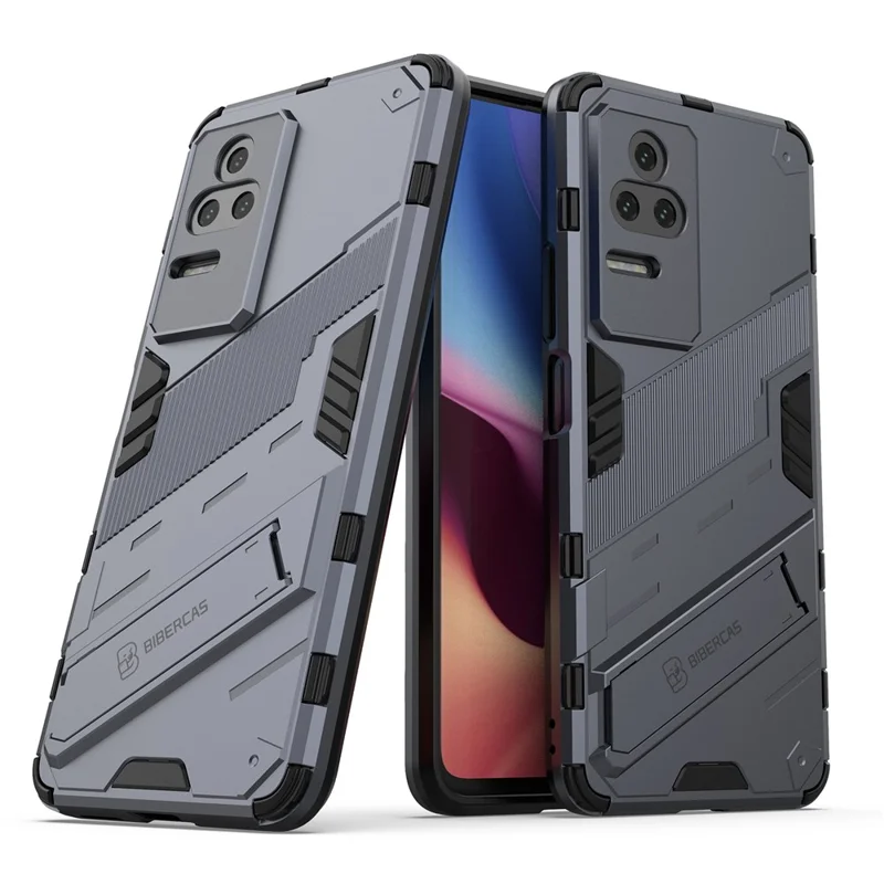Pour Xiaomi Redmi K50 Pro / K50 Étui de téléphone portable antichoc en PC dur + TPU souple avec support - Gris