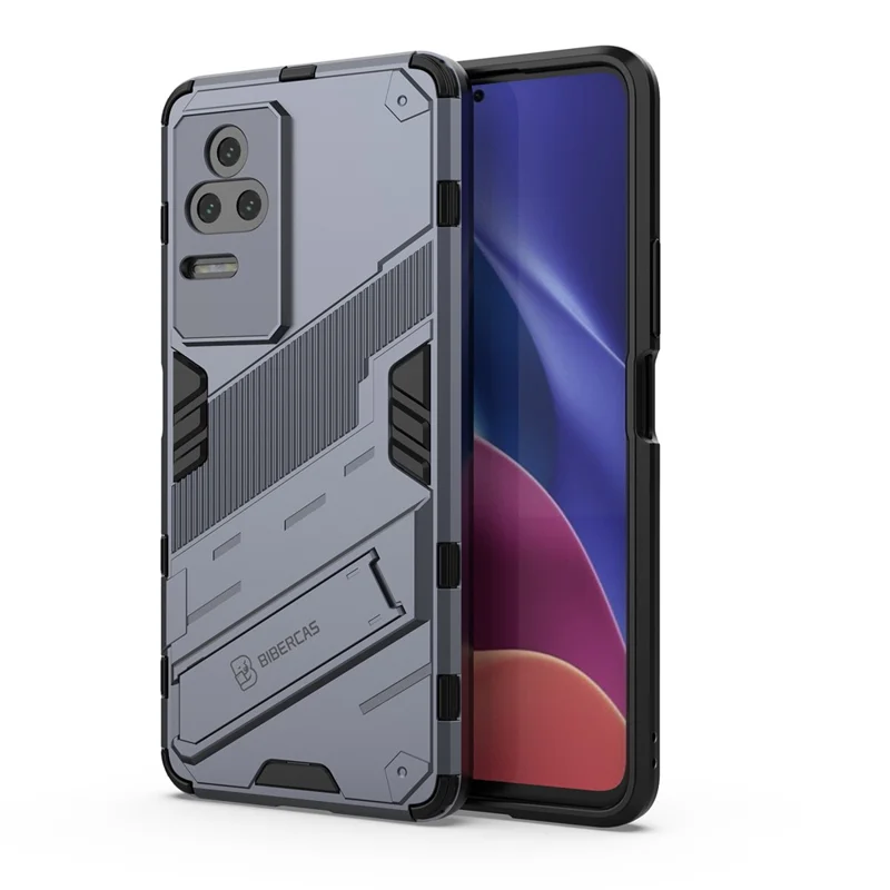 Pour Xiaomi Redmi K50 Pro / K50 Étui de téléphone portable antichoc en PC dur + TPU souple avec support - Gris